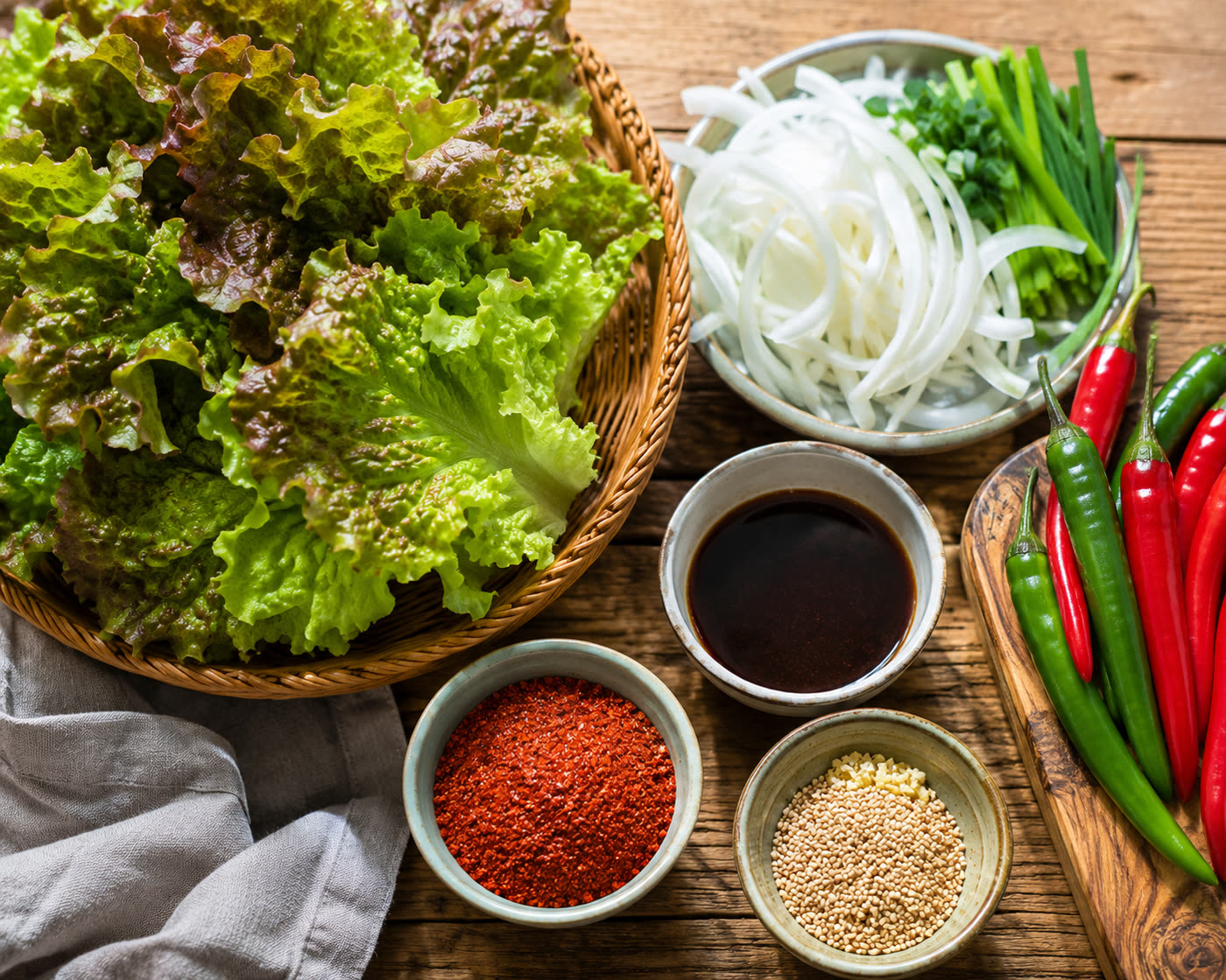 Korean lettuce salad tossing 2