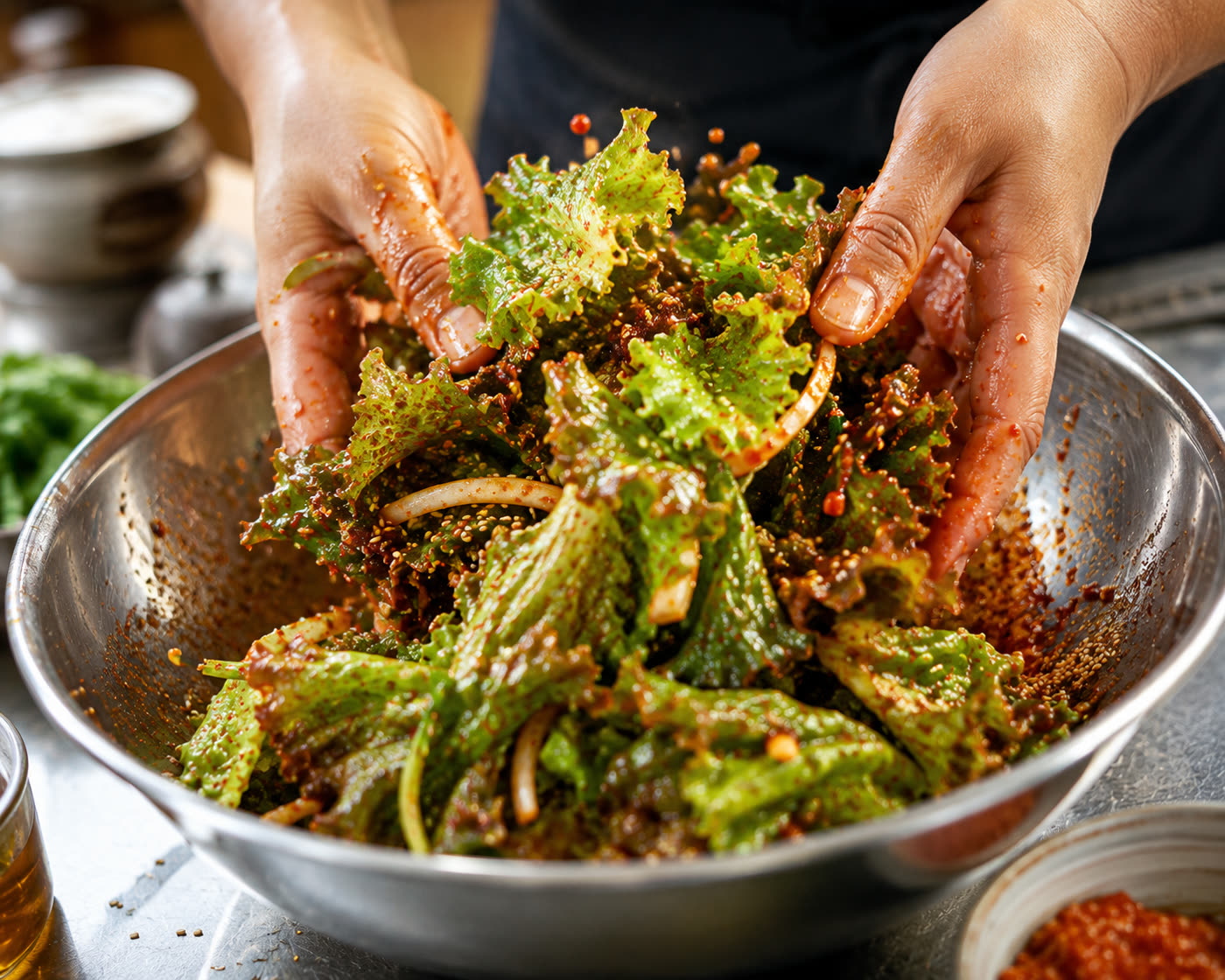 Korean barbecue and lettuce salad 3