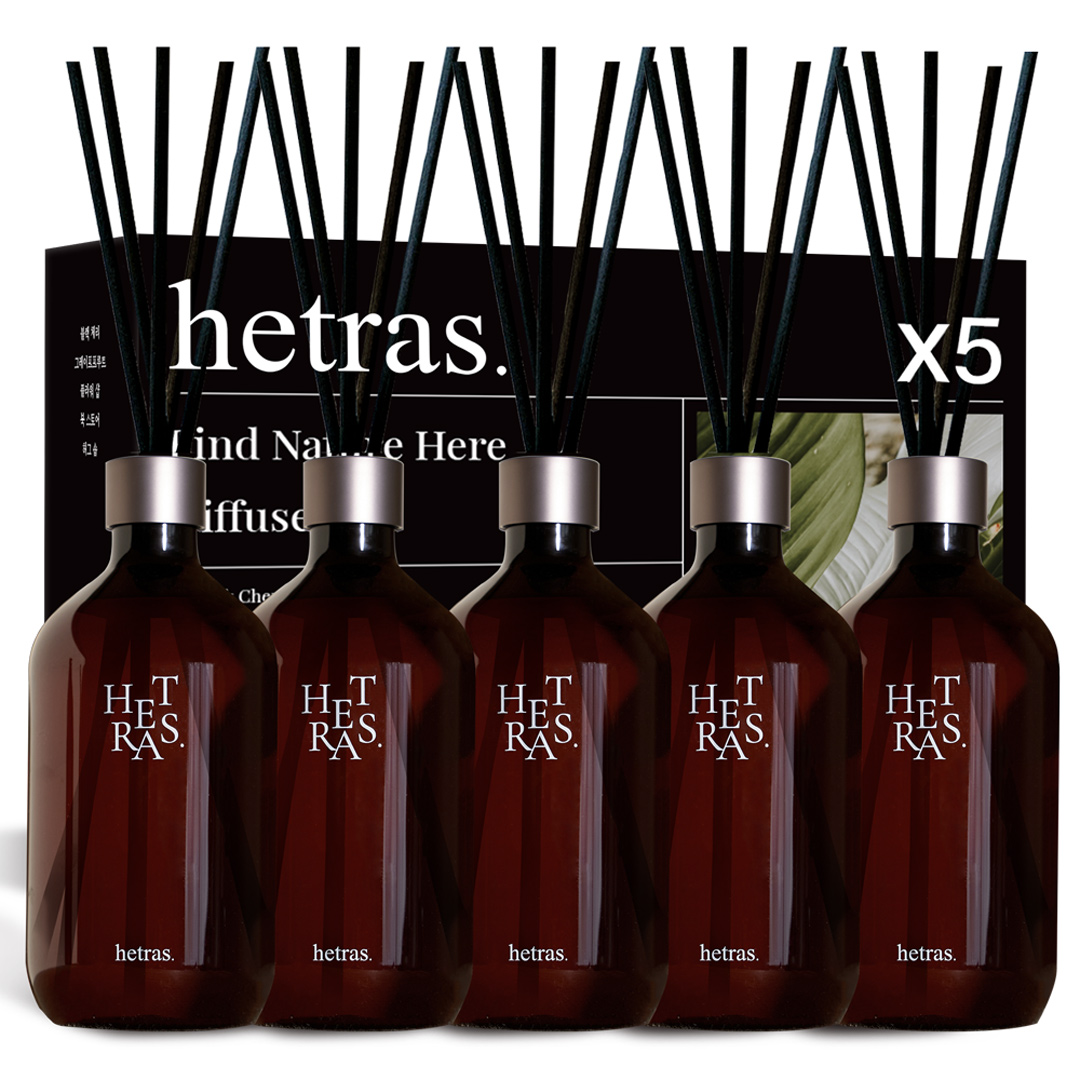 헤트라스 프리미엄 대용량 디퓨저 500mlx5개 선물세트 실내방향제 블랙체리 플라워파크 그레이프 북스토어 허그솝 대표 이미지