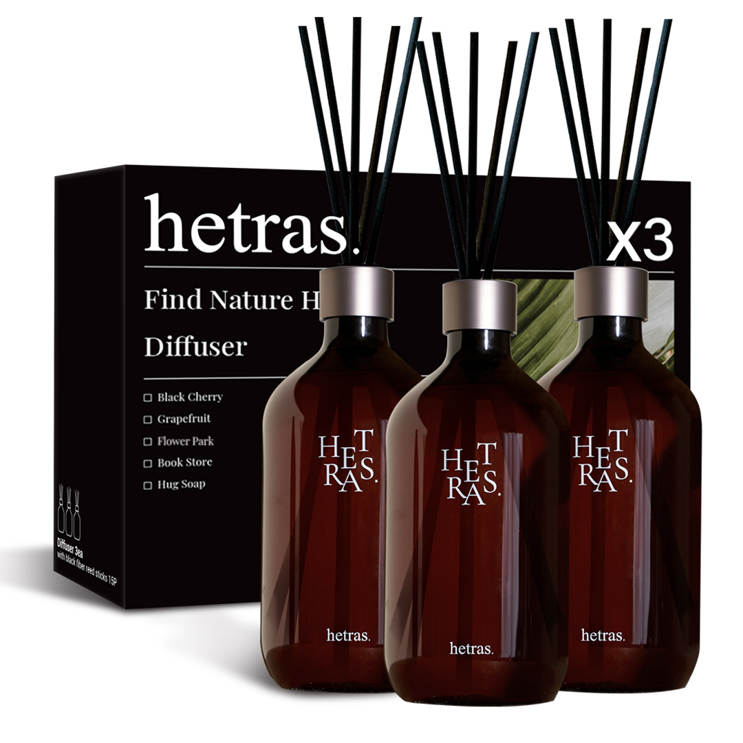 헤트라스 프리미엄 대용량 디퓨저 500mlx3개 선물세트 실내방향제 인테리어 호텔우드 상품 이미지 1
