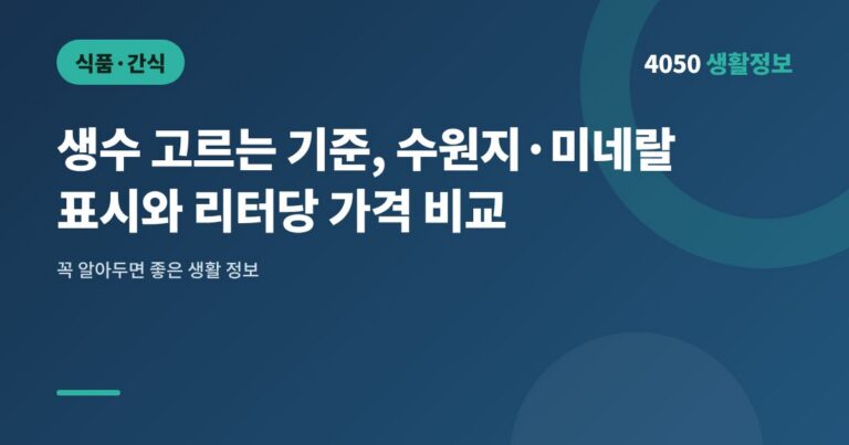 생수 고르는 기준, 수원지·미네랄 표시와 리터당 가격 비교