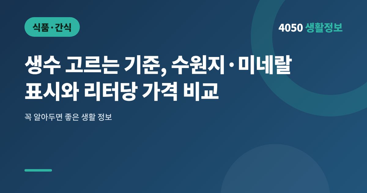 생수 고르는 기준, 수원지·미네랄 표시와 리터당 가격 비교