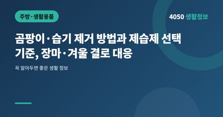 곰팡이·습기 제거 방법과 제습제 선택 기준, 장마·겨울 결로 대응