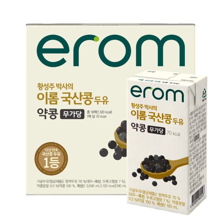 이롬 국내산 약콩 무가당 두유, 16팩에 4천원대라 아침마다 든든하게 챙겨 마셔요