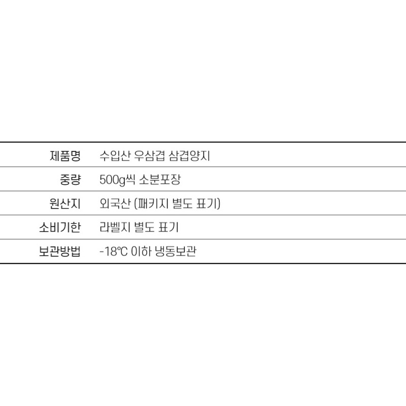 더예쁜한우 우삼겹 삼겹양지 구이용 용량과 가격 비교 기준 5