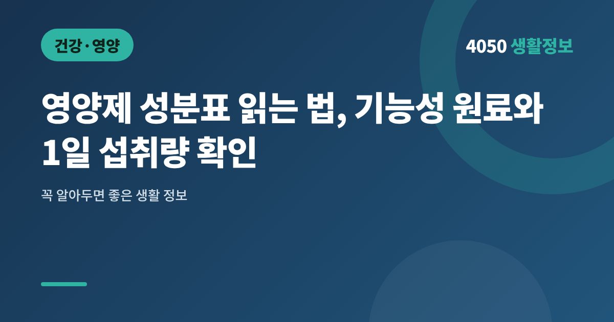 영양제 성분표 읽는 법, 기능성 원료와 1일 섭취량 확인